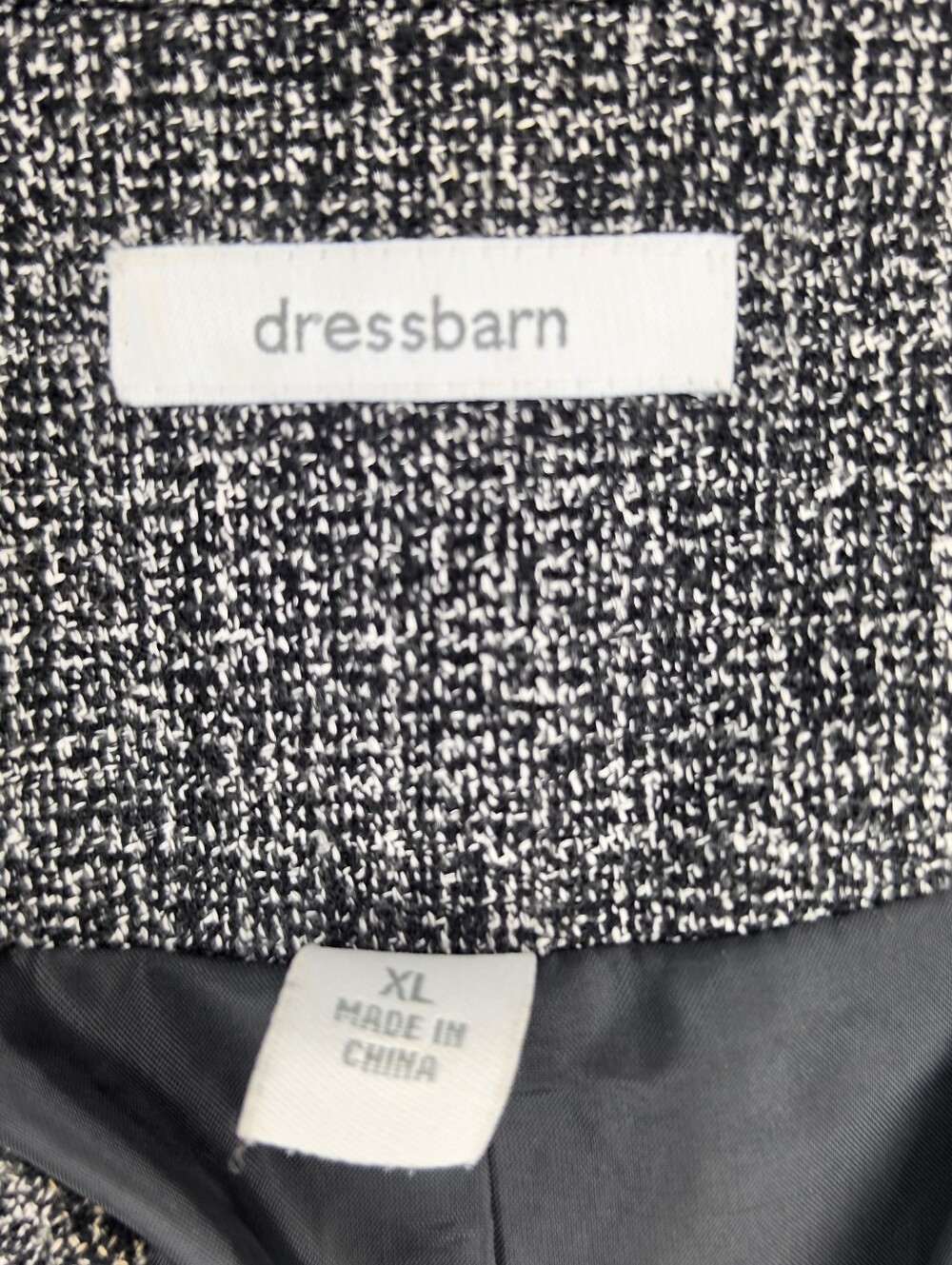 Dressbarn Women's XL Black White Tweed Zip Front Career Jacket Blazer Textured - Picture 8 of 9